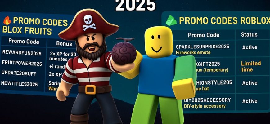Актуальные промокоды для Roblox и Blox Fruits на апрель 2025