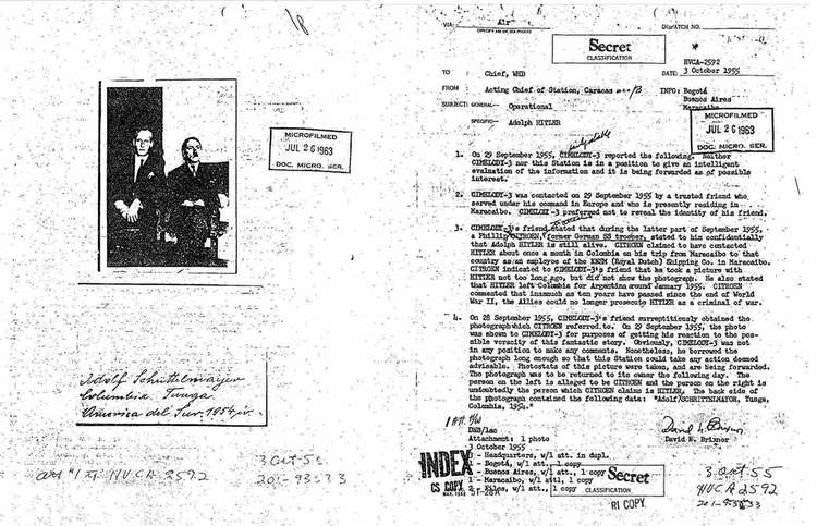 Согласно рассекреченному документу ЦРУ, Гитлер в 1945 году бежал в Латинскую Америку 1